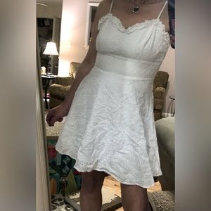 TRIXXI White Mini Dress Spaghetti Strap Double Lined 100% Cotton Size S